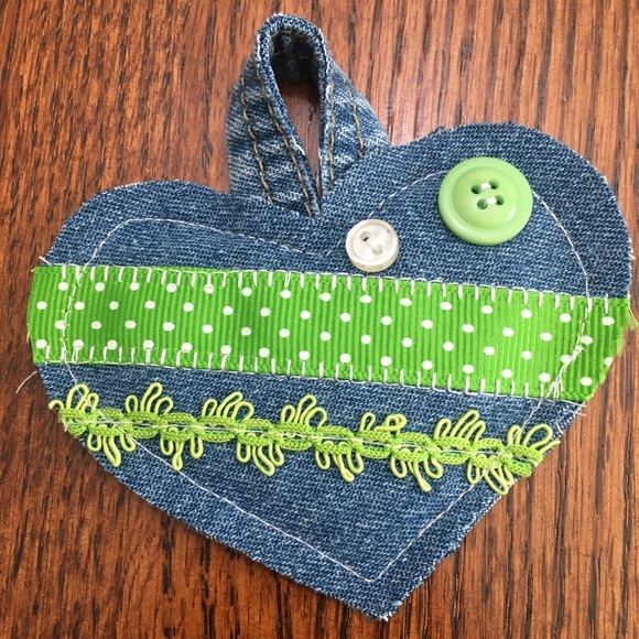 Keychain Or Ornament Denim Heart - Picture 5 of 13
